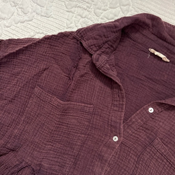 Altar’d State Dark Purple Button Up Shirt Dress Size Medium - Picture 3 of 5